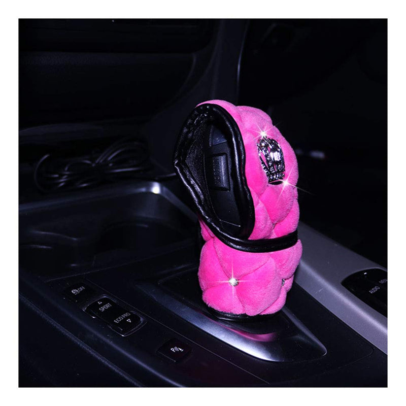  [AUSTRALIA] - Siyibb Soft Plush Car Gear Shift Cover Crystal Crown Car Styling - Pink Pink 1
