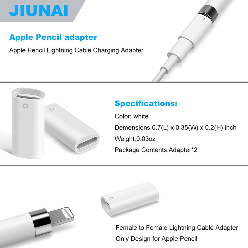 Jiunai 2 Pack Adapter Compatible with Apple Pencil Adapter Female to Female Charging Adapters Lightning Cable Adapter for iPad Pro Apple Pencil - LeoForward Australia