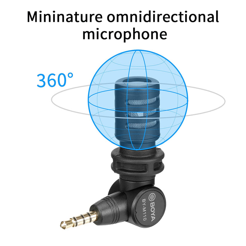  [AUSTRALIA] - Smartphone 3.5mm TRRS Microphone, BOYA BY-M110 Plug&Play Mic with Omnidirectional Condenser for Android, Smartphones, Computer, PC, Laptop 110
