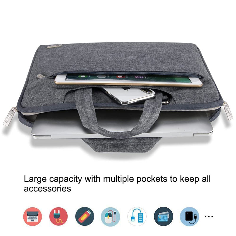 Voova 13 13.3 Inch Laptop Sleeve Carrying Case, Waterproof Computer Shoulder Bag Compatible with 13 Macbook Air/Pro 2020,13.5 Surface Laptop/Book 3/2, Dell XPS 13, HP Acer Chromebook Briefcase, Grey 13-13.5 Inch - LeoForward Australia