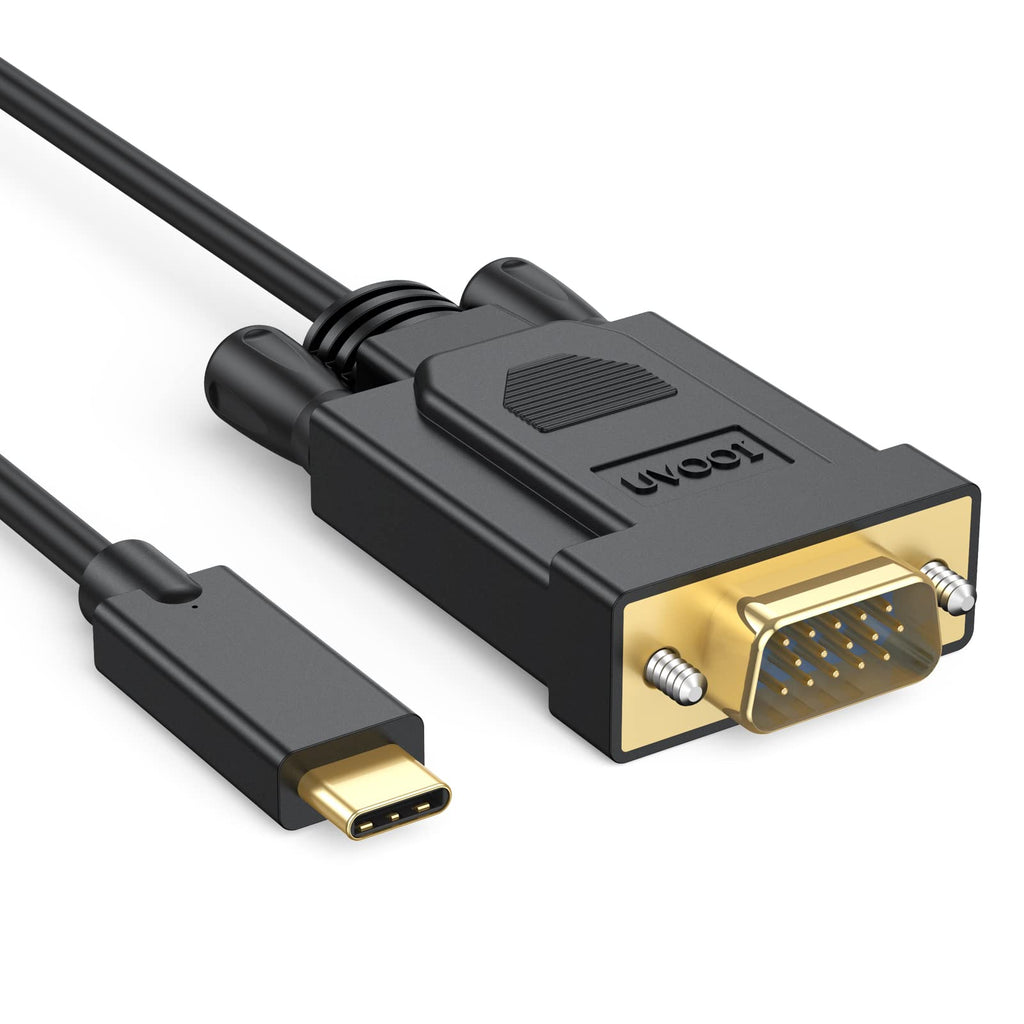  [AUSTRALIA] - USB C to VGA Cable 6 Feet, UVOOI Thunderbolt 3 Type C to VGA Cable Adapter Compatible with MacBook Pro/Air, iPad Pro, Dell XPS 13/15/17, Surface Book 3/Pro 7, Pixelbook, Samsung Galaxy S22/S20/S10