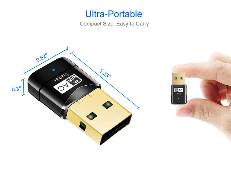 USB WiFi Adapter, AC600 Mini Wireless Network WiFi Dongle for PC/Desktop/Laptop, Dual Band (2.4G/150Mbps+5G/433Mbps) 802.11 ac, Support Windows 10/8/8.1/7/Vista/XP, Mac OS 10.6-10.15 - LeoForward Australia