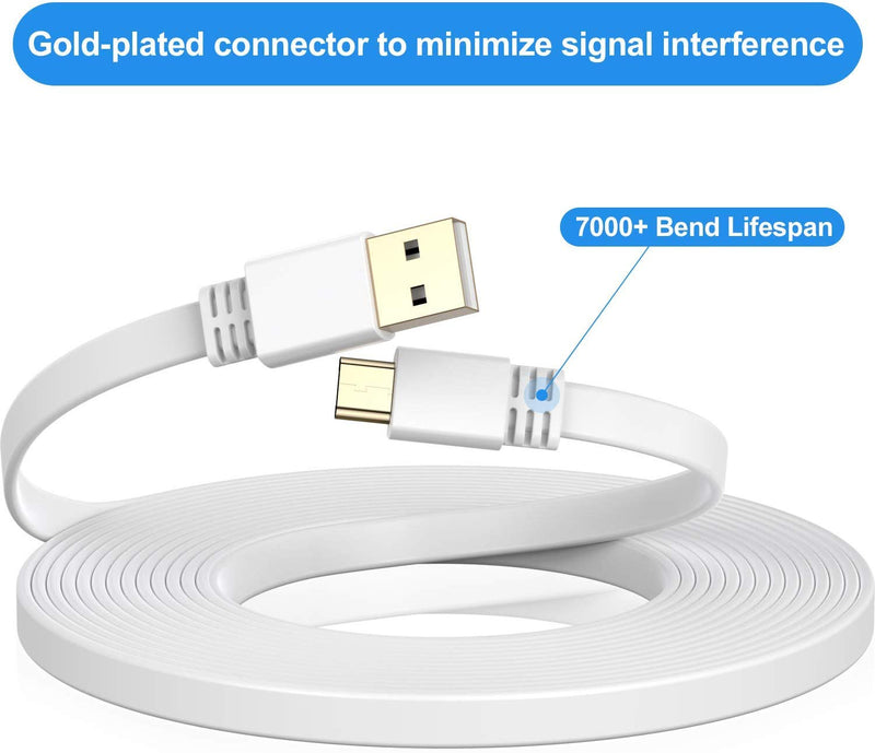  [AUSTRALIA] - Elebase Micro USB Power Cable 20 Feet (3 Pack),Flat Micro USB Charging Cord,Charger for Wyze Cam Pan,Yi Cam,Nest Cam 15,Blink XT Camera,Furbo Dog,Arlo Q 16,Netvue,Xbox One Controller 20 FT White