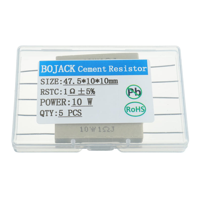  [AUSTRALIA] - BOJACK Ceramic Cement Resistor 10W 1 ohm Resistance 5% Ceramic Wire Wound Resistors（Pack of 5 pcs）