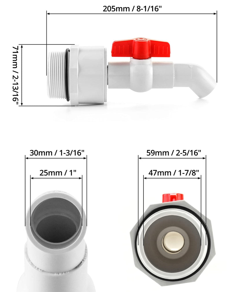  [AUSTRALIA] - QWORK Drum Faucet, 1" 45 Degrees Plastic Barrel Faucet with EPDM Gasket for 55 Gallon Drum 1" Outlet