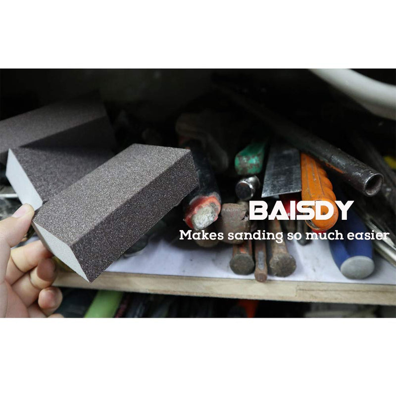  [AUSTRALIA] - BAISDY 6Pcs Wet Dry Sanding Sponges, 60 80 100 120 180 220 Grit Sanding Pad Assortment, Washable and Reusable Gray