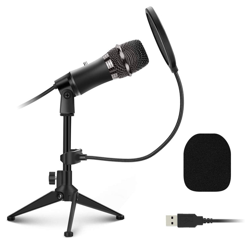  [AUSTRALIA] - EIVOTOR Condenser Microphone, Vocal Optimization, USB Plug & Play Recording Microphone with Anti Slip Mic Stand Dual-Layer Pop Filter Computer Microphone for Gaming Podcasting Live Streaming YouTube