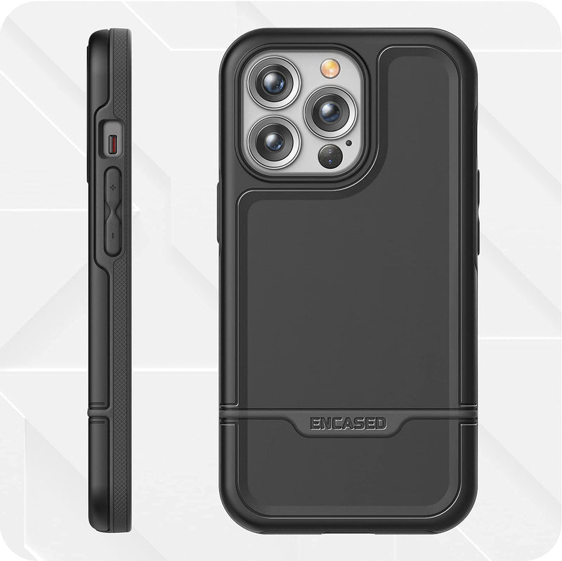  [AUSTRALIA] - Encased Rebel Designed for iPhone 13 PRO Belt Clip Case (2021) Protective Shockproof Case with Holster (Black) Black