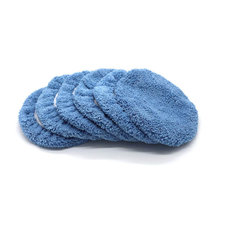  [AUSTRALIA] - AUTDER 6 Pcs Polisher Pad Bonnet - (7 to 8 Inches) - Buffing Pad Cover Coral Fleece - Car Polishing Bonnet for Car Polisher - Blue 7-8 Inches