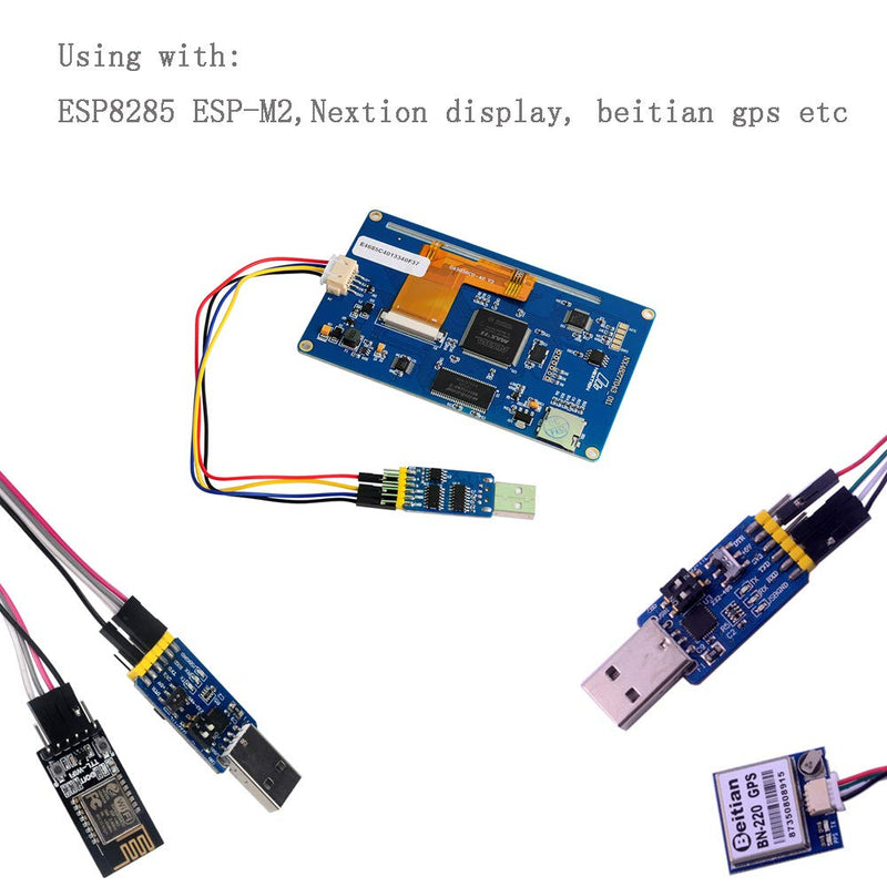  [AUSTRALIA] - DIYmalls CP2102 USB to TTL Adapter Serial Module USB to RS485 232, TTL to RS232 485,RS232 to 485 + 4Pin Dupont Cable Jumper Wire Female to Female for Arduino Nextion Display Beitian GPS SIM7000A Board