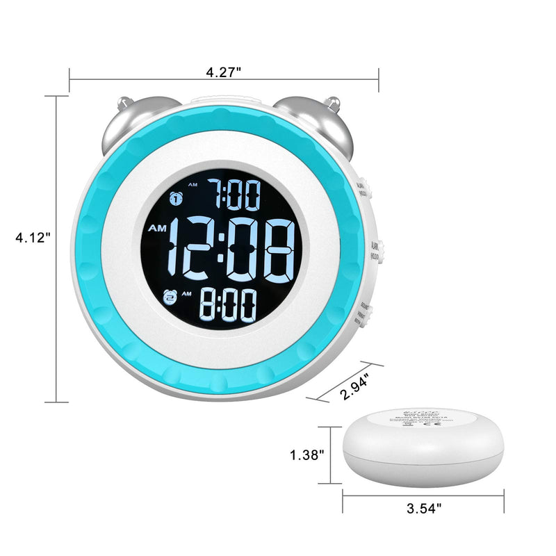 USCCE Loud Dual Alarm Clock with Bed Shaker - 0-100% Dimmer, Vibrating Alarm Clock for Heavy Sleepers or Hearing Impaired, Easy to Set, USB Charging Port, Snooze, Battery Backup (White) White - LeoForward Australia