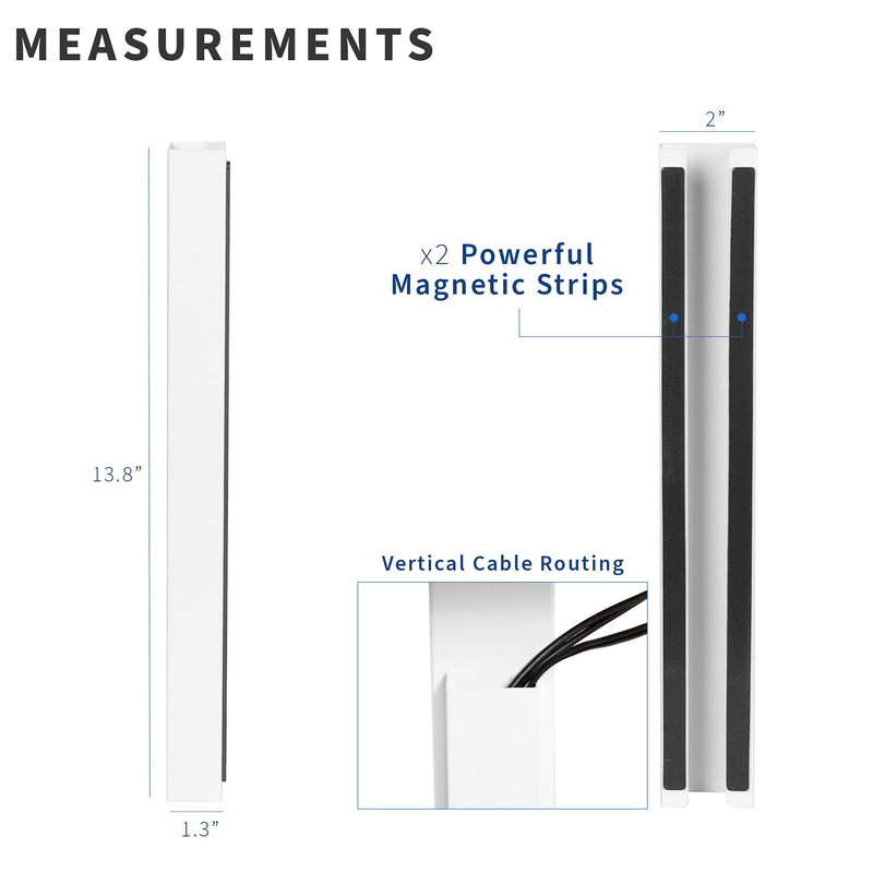  [AUSTRALIA] - VIVO Steel Magnetic 14 inch Vertical Cable Management Channel, Cord Organizer, Wire Hider Cover for Home and Office, White, DESK-AC06-1MW
