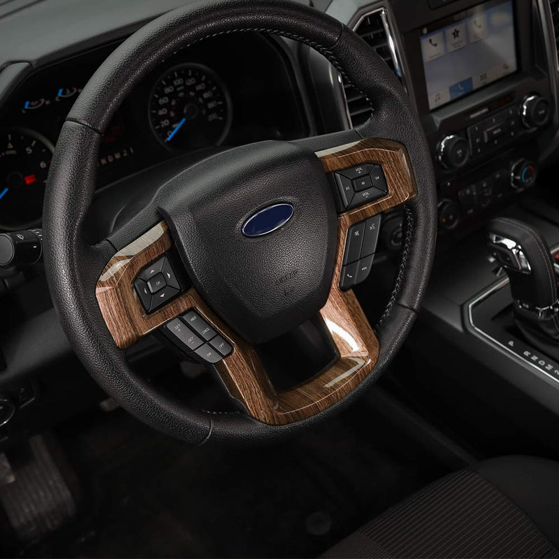  [AUSTRALIA] - Car Steering Wheel Trim Cover Frame Interior Accessories for Ford F150 2015 2016 2017 (Wood Grain) Wood Grain