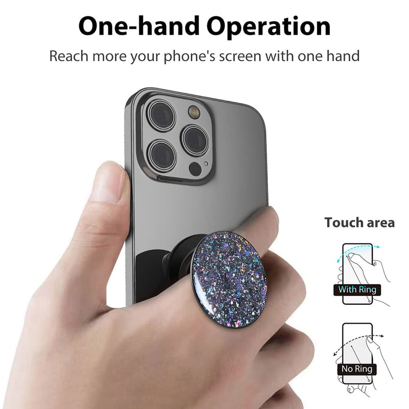  [AUSTRALIA] - MonIdea Phone Ring Holder, Phone Grip Holder Finger Kickstand, Foldable & Adjustable Metal Cell Phone Rings Gripper Stand Work with Magnetic Car Mount for iPhone Samsung & Other Phones - Sparkle Black