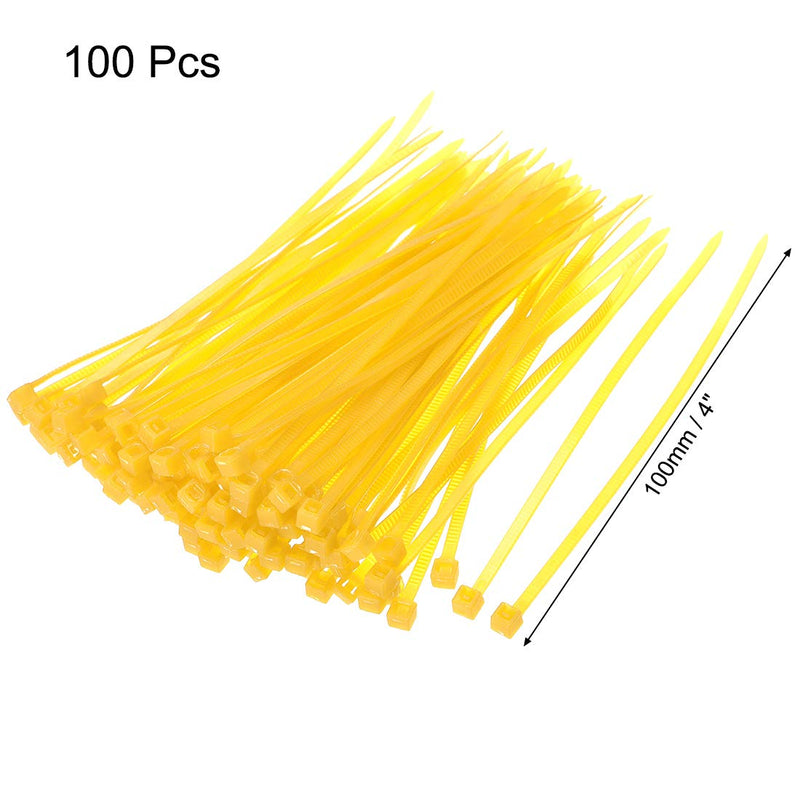  [AUSTRALIA] - uxcell Nylon Cable Ties 4 Inch Self-Locking Zip Ties 0.09 Inch Width Yellow 100pcs