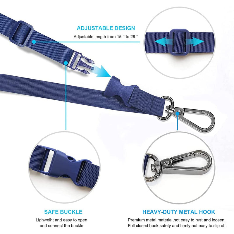  [AUSTRALIA] - ROCONTRIP Phone Lanyard 1X Crossbody lanyard and 2X Patch Universal Cell Phone Lanyards Adjustable Shoulder Neck Strap Compatible with Most Smartphones(Navy Blue) Navy Blue