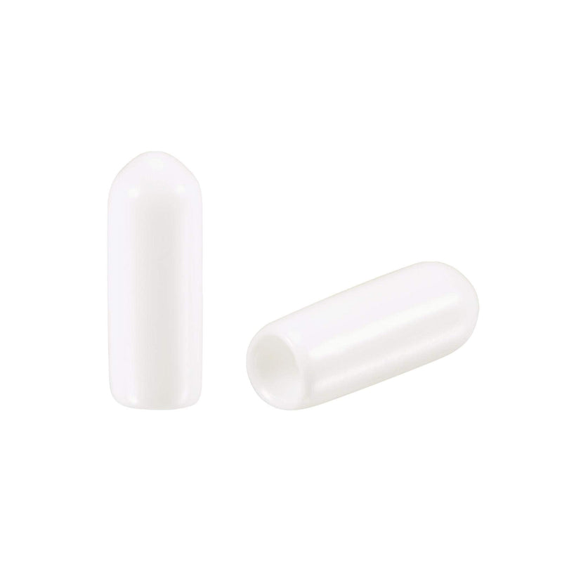  [AUSTRALIA] - uxcell 50pcs Round Rubber End Caps 5/32"(4mm) White Vinyl Cover Screw Thread Protectors 4mm x 15mm