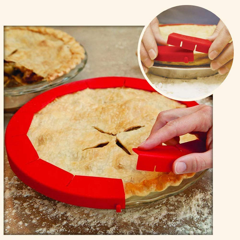  [AUSTRALIA] - Pie Crust Protector Shield Pastry Wheel Decorator and Pastry Wheel Cutter ,Adjustable Silicone Pie Crust Shield Cover Kitchen Tool for Baking Pie Pizza, Fit 8-11.4 Inch Pies