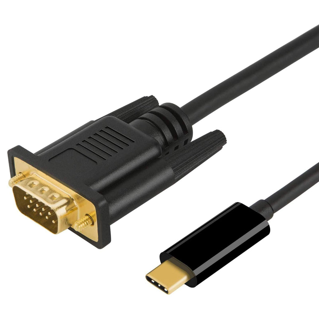  [AUSTRALIA] - USB C to VGA Cable 10FT, CableCreation USB Type C to VGA Cord 1080P@60Hz, Compatible with MacBook Pro 2020 2019, iPad Pro 2020 2018, Surface Book 2, XPS 15 13, Yoga 920 910, Galaxy S20 S10, Black 10FT-Without Screw Slot