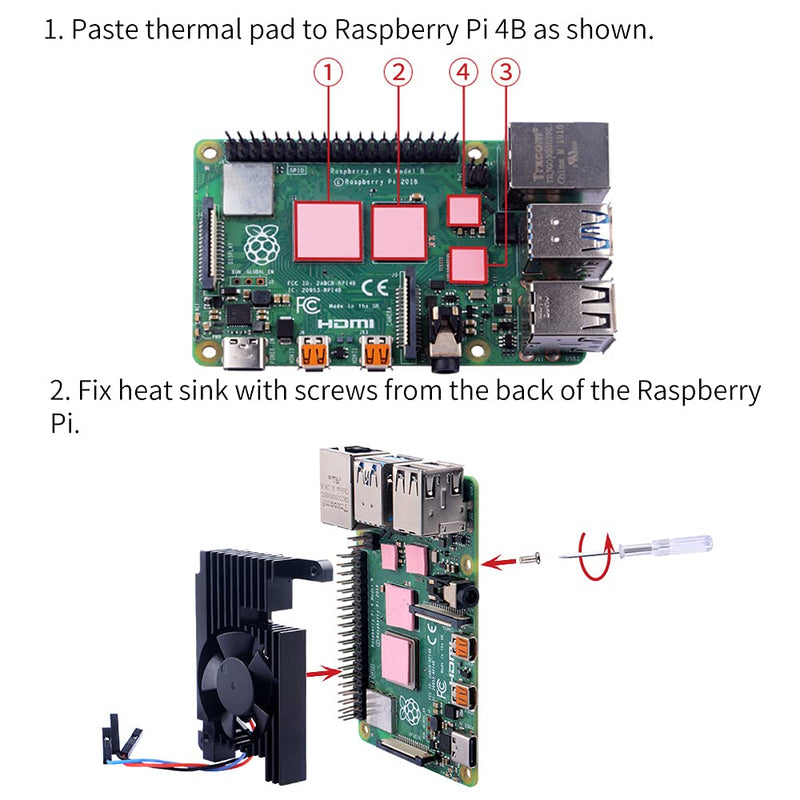  [AUSTRALIA] - GeeekPi Raspberry Pi 4 Armor Lite Heatsink with PWM Fan, Raspberry Pi Aluminum Heatsink Cooling Kit for Raspberry Pi 4 Model B for Pi 4B