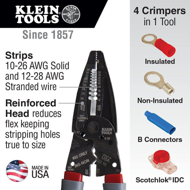  [AUSTRALIA] - Klein Tools 1019 Klein Kurve Wire Stripper / Crimper / Cutter for B and IDC Connectors, Terminals, More