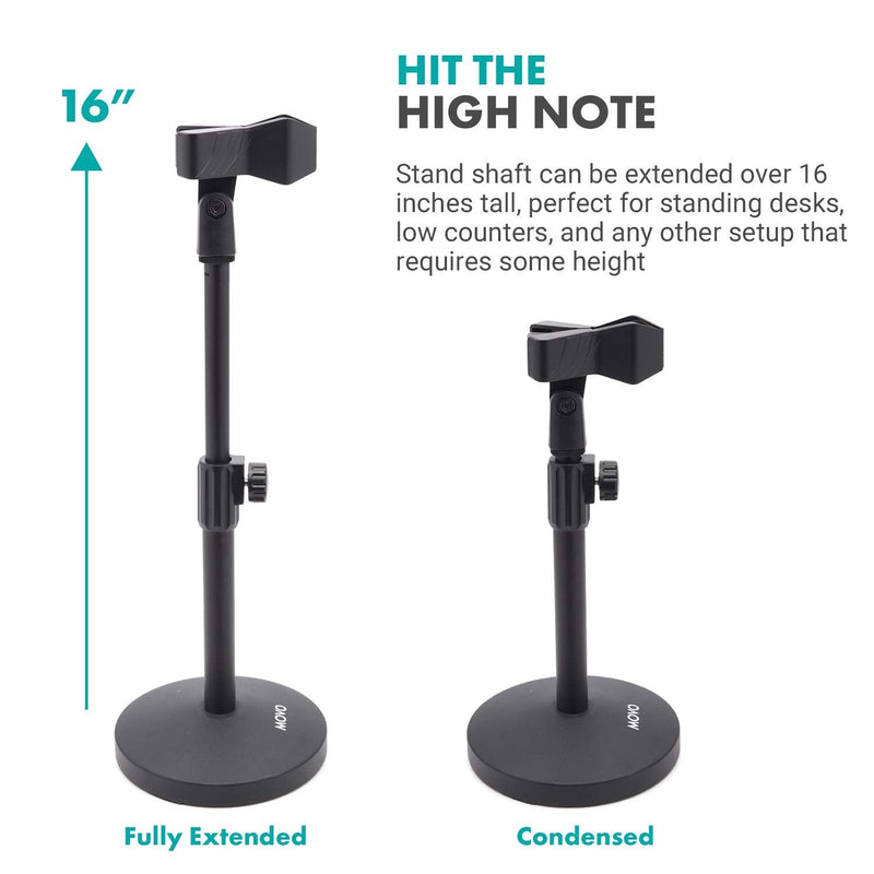  [AUSTRALIA] - Movo TMC-5 Adjustable Desktop Microphone Stand with Round Base and Mic Holder for Desk - 16" Extendable Microphone Desk Stand - Compact Metal Desktop Mic Stand for Podcasts, Gaming, and Livestreaming