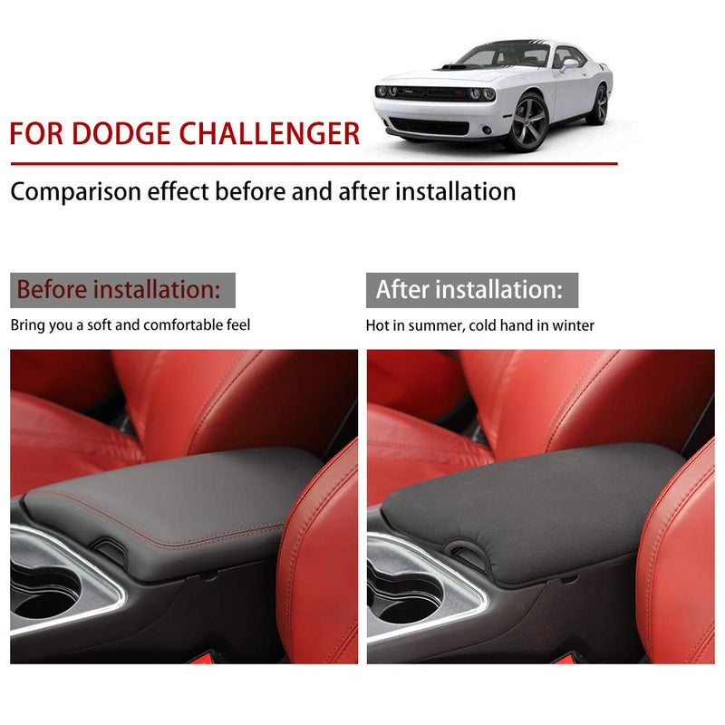  [AUSTRALIA] - Voodonala for Challenger Armrest Pad Center Console Cover for Dodge Challenger 2015 up(Black)