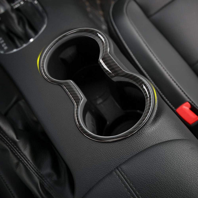  [AUSTRALIA] - ABS Car Interior Accessories Cup Holder Cover Frame Trim Decor for Ford Mustang 2015 2016 (Carbon Fiber Grain)
