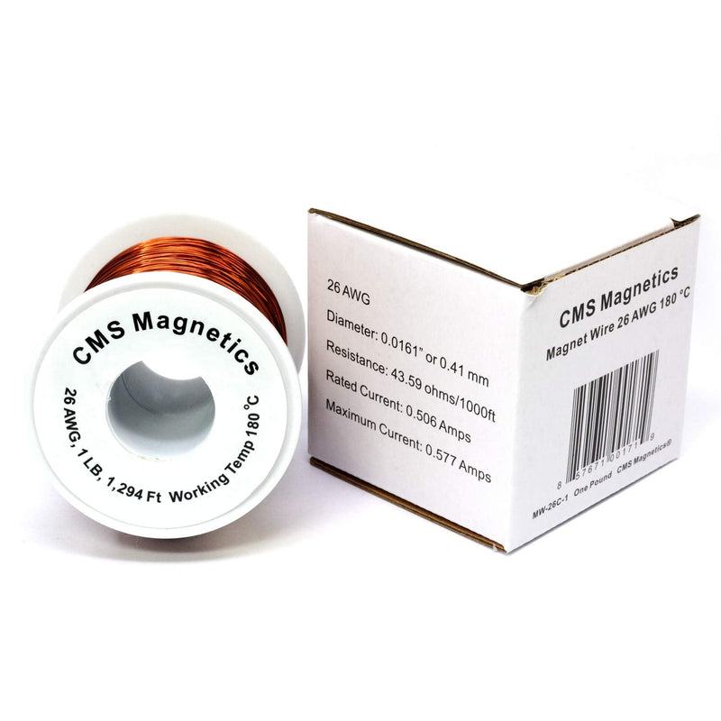  [AUSTRALIA] - CMS Magnetics 26 Gauge Magnet Wire (1 lb, 1294 ft), Enameled Copper Wire with Working Temperature 356 F, for School Science Experiments, Lab Work, DIY Projects 4 26 AWG
