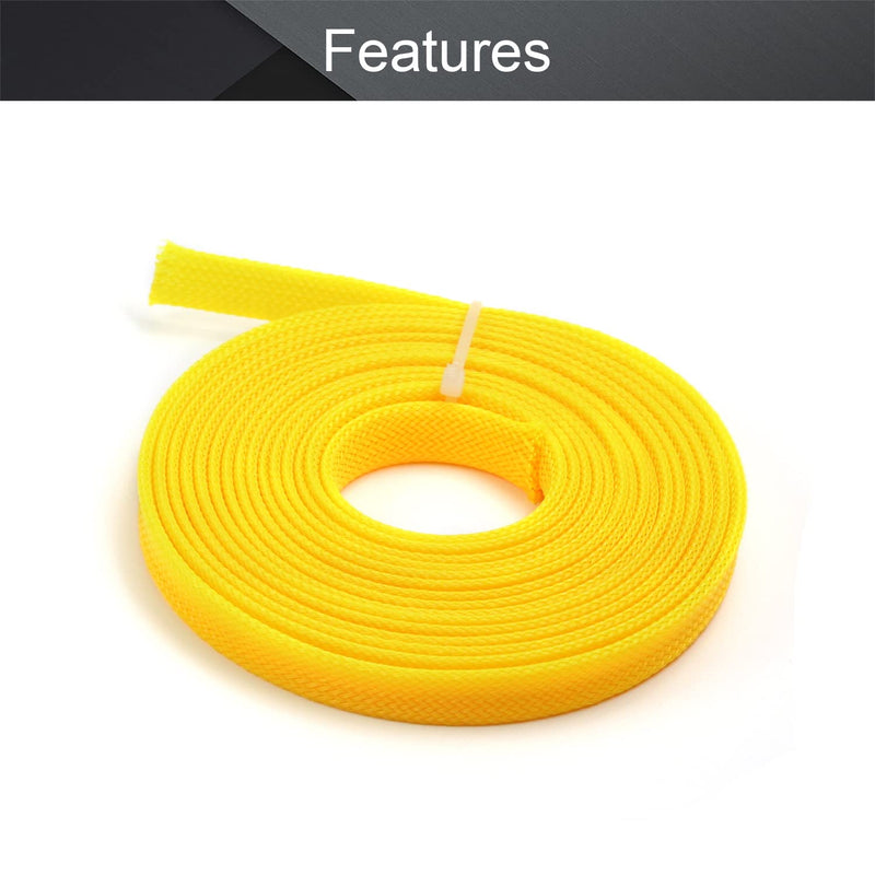  [AUSTRALIA] - Othmro PET Cable Wire Wrap Braided Expandable Sleeving Cable High Temperature Electrical Wire Sleeve 3mx10mm Yellow 1pcs