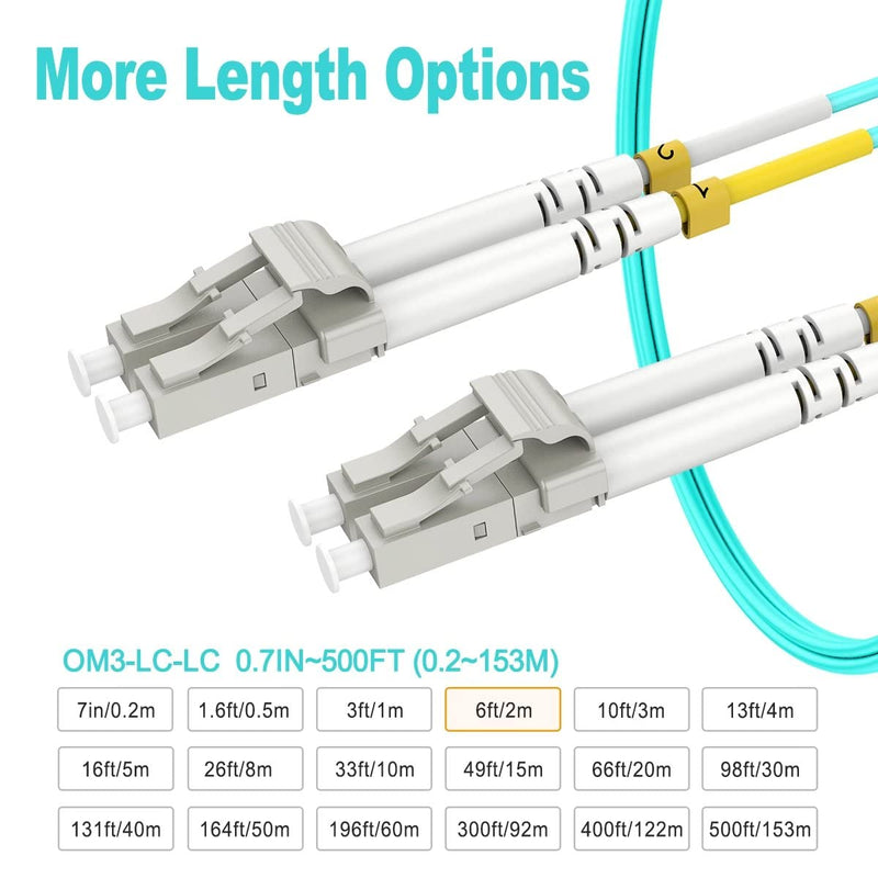  [AUSTRALIA] - RamboCables 2m(6ft) OM3 LC LC Fiber Patch Cables MMF Multimode, Options 0.2m~122m, LC to LC Fiber Optic Patch Cords Duplex, 50/125μm 10G LSZH 6.56ft/2m LC-LC
