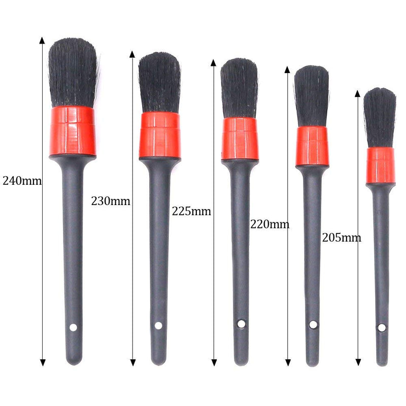  [AUSTRALIA] - SGCB Soft Auto Detailing Brush Set, Nature Boar Hair Bristle Brush for Car Detail, Wet & Dry Use Scratch Free Automotive Cleaning Brushes for Interior Exterior Leather Emblem Wheel Dashboard Air Vent