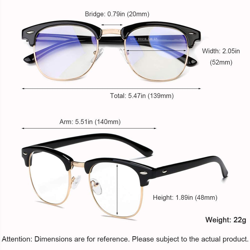 STAMEN Blue Light Blocking Glasses for Men Women, Anti Eye Strain/Clearer Lens Better Sleep, Computer/Gaming Blue Blocker Glasses Black Gold - LeoForward Australia