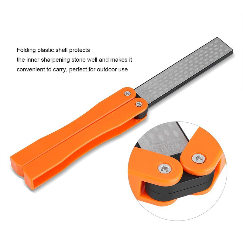 [AUSTRALIA] - 400/600 Grit Knife Sharpener, Folding Double-Sided Diamond Sharpening Stone Tool for Outdoor Camping Garden Kitchen(Yellow) Yellow