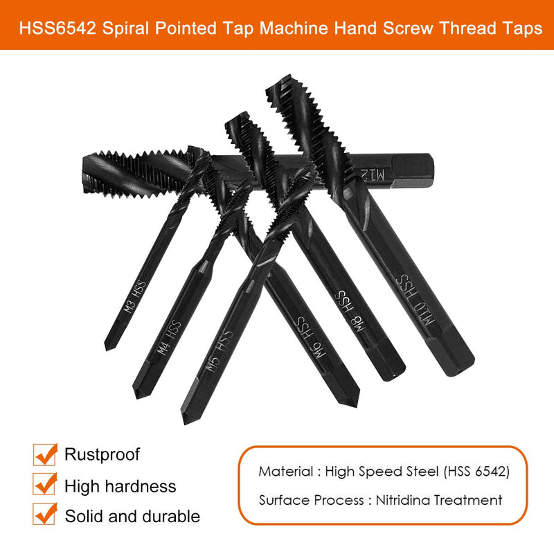  [AUSTRALIA] - 7 piece tap set, HSS 6542 nitriding metric spiral groove drill machine tap tap set M3 M4 M5 M6 M8 M10 M12 for metal wood drill