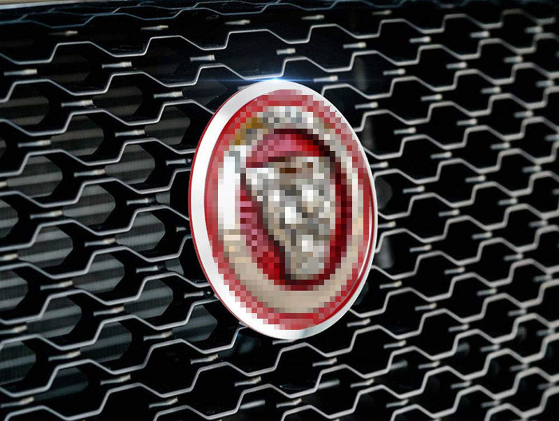 iJDMTOY Red Aluminum Surrounding Decoration Ring Trim Compatible With Jaguar F-Pace E-Pace XE XF XJ Front Grille Feline Emblem - LeoForward Australia
