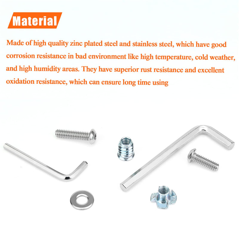  [AUSTRALIA] - HELIFOUNER 1/4"-20 Threaded Inserts for Wood Furniture, T Nuts, 1/4-20 x 3/4", 1" Button Head Socket Cap Screws, Flat Washers Assortment Kit, 62 Pieces 1/4"-20 Kit, 62 Pieces