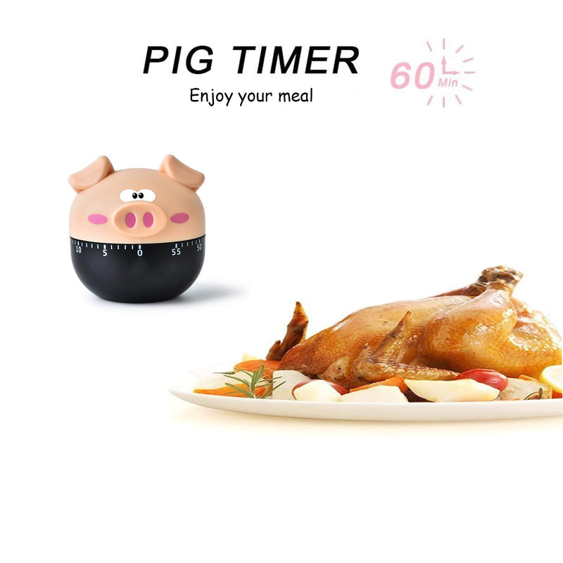  [AUSTRALIA] - Kitchen Timer Cute Piggy Shape 60 Minutes Mechanical Manual Timer Accessories for Kids,Home Cooking Timing (Khaki) Khaki