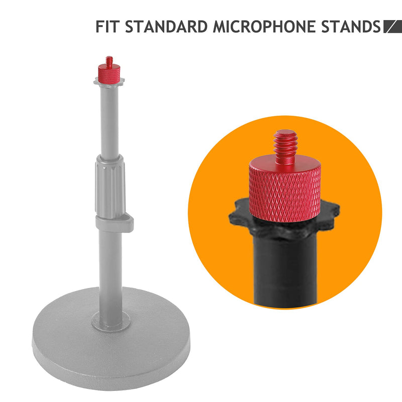  [AUSTRALIA] - Frgyee Mic Screw Adapter, Thread Adapter 5/8" Female to 1/4" Male for Mic Stand, Camera Monitor, Tripod, Microphone Holder 2 Pack (Red) Red