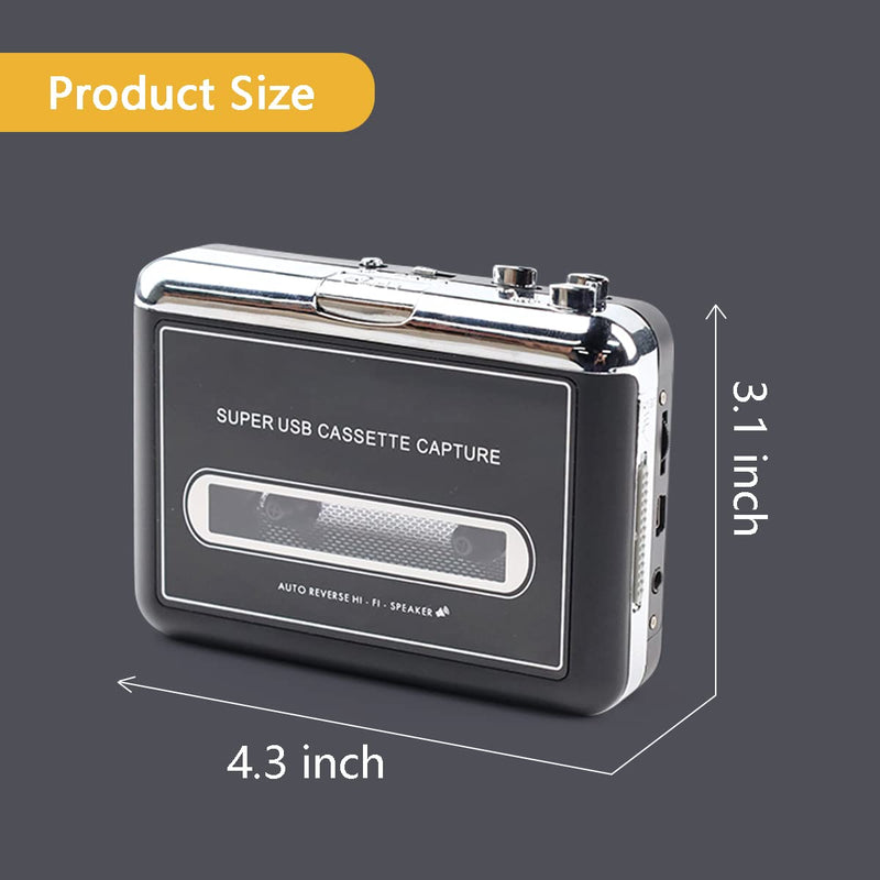  [AUSTRALIA] - Updated Cassette to MP3 Converter-USB Cassette Player from Tapes to MP3 with External Speaker-Convert Walkman Tape Cassettes to Digital Files- Compatible with Laptop and PC-USB Cable