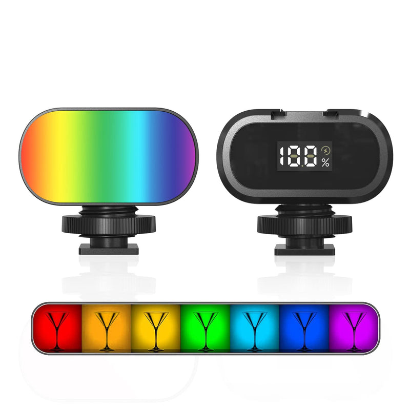  [AUSTRALIA] - RGB Cell Phone Light, 8 Modes of Portable Photography Lamp Seven-Color Gradient, Mini Camera 750mAh Dimmable Panel Light, Can be Used for Makeup, Lighting for Video Recording, Christmas Photo.