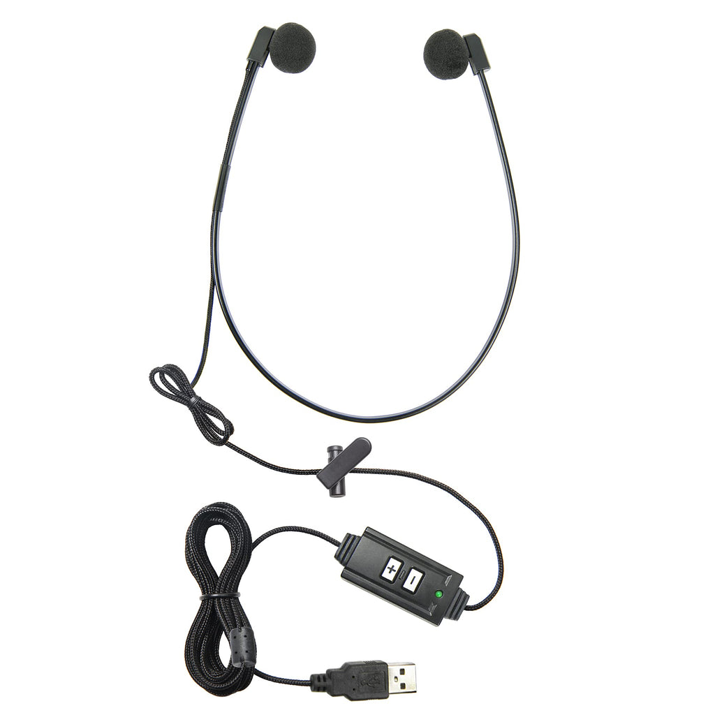  [AUSTRALIA] - ECS WordHear-O | Under Chin Transcription Headset USB with Volume Control, Includes Replacement Ear sponges | Transcribing Headset USB Plug