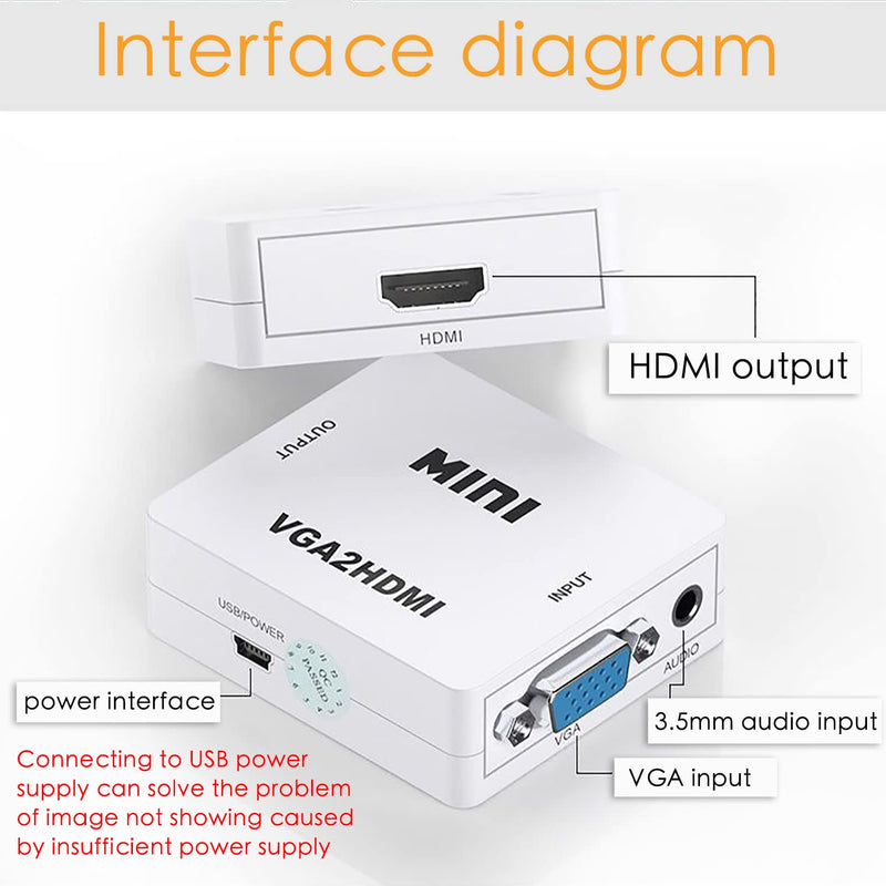  [AUSTRALIA] - cablehome VGA to HDMI Converter HDMI to VGA Adapter HDMI to VGA Applicable Input is VGA Display only HDMI Interface（Optional：av to hdmi,hdmi to av,av to vga,vga to av,vga to hdmi,hdmi to vga）