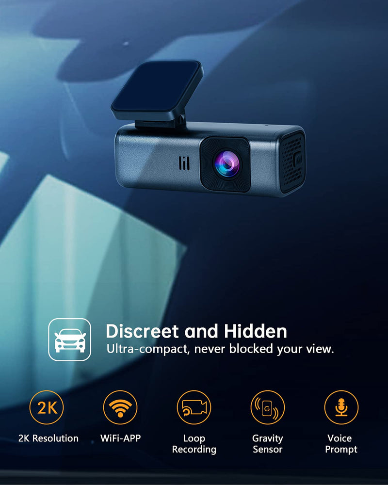  [AUSTRALIA] - Dash Cam 2K WiFi 1440P Car Camera, Dash Camera for Cars, Front Dashcam for Cars with Super Night Vision, WDR, Loop Recording, G-Sensor, 24 Hours Parking Monitor, APP, Support 128GB Max