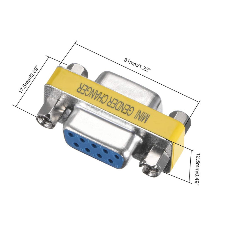  [AUSTRALIA] - uxcell DB9 VGA Gender Changer 9 Pin Female to Female 2-row Mini Gender Changer Coupler Adapter Connector for Serial Applications Blue Pack of 5