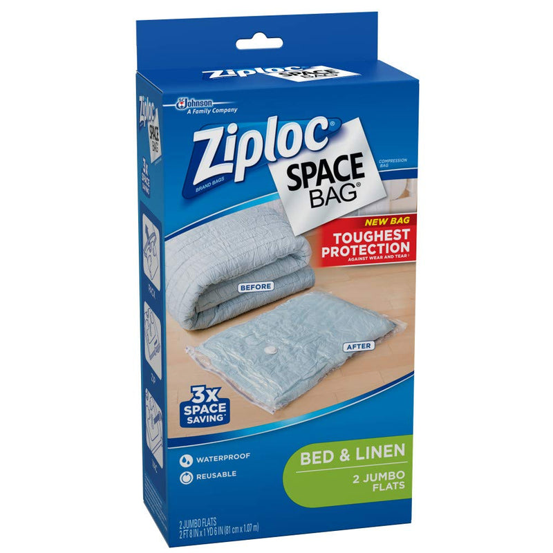  [AUSTRALIA] - Ziploc Reusable Clothes Storage Bags, 2 Jumbo Vacuum Seal Storage Bags, Space Bags