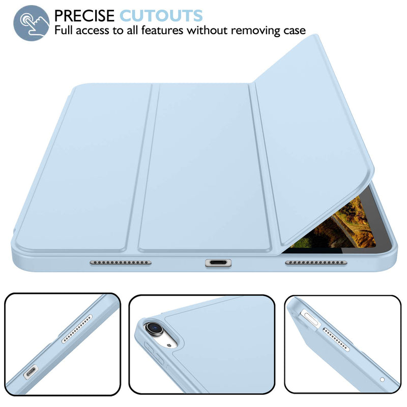  [AUSTRALIA] - iMieet iPad Air 4th Generation Case 2020, iPad 10.9 Inch Case 2020 with Pencil Holder [Support Touch ID and iPad 2nd Pencil Charging/Pair], Trifold Stand Smart Case with Soft TPU Back (Sky Blue) Sky Blue