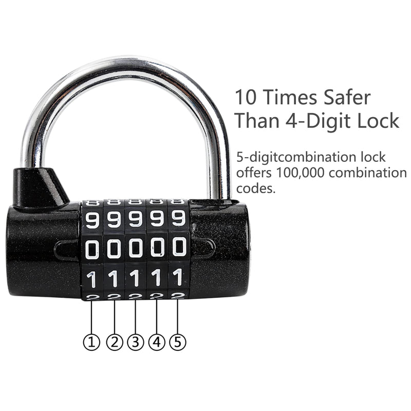  [AUSTRALIA] - Hedume 2 Pack 5-Digit Horizontal Combination Padlock, 5 Digit Combination Lock, Password Lock for School Gym Locker, Sports Locker, Fence, Toolbox, Gate, Case, Hasp Storage