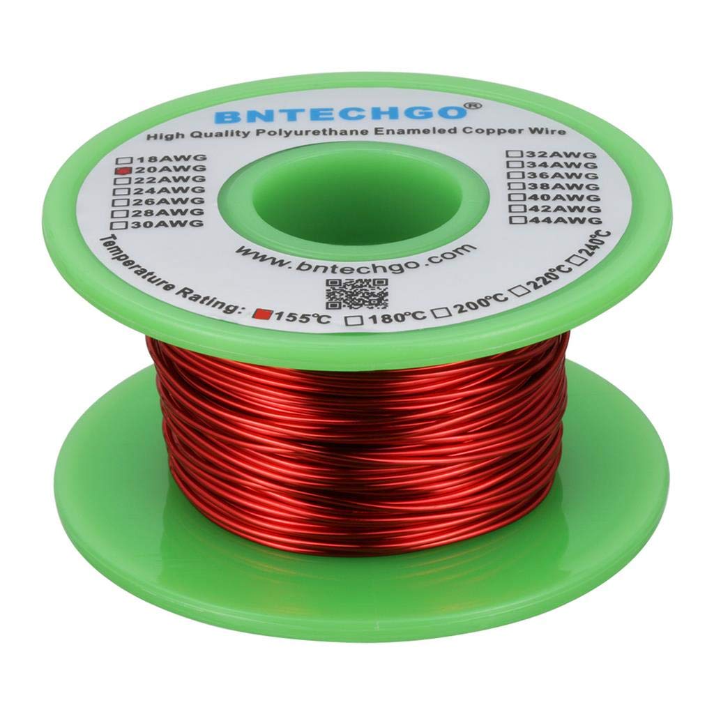  [AUSTRALIA] - BNTECHGO 20 AWG Magnet Wire - Enameled Copper Wire - Enameled Magnet Winding Wire - 4 oz - 0.0315" Diameter 1 Spool Coil Red Temperature Rating 155℃ Widely Used for Transformers Inductors 20 gauge enameled magnet wire 4 oz red 4 oz