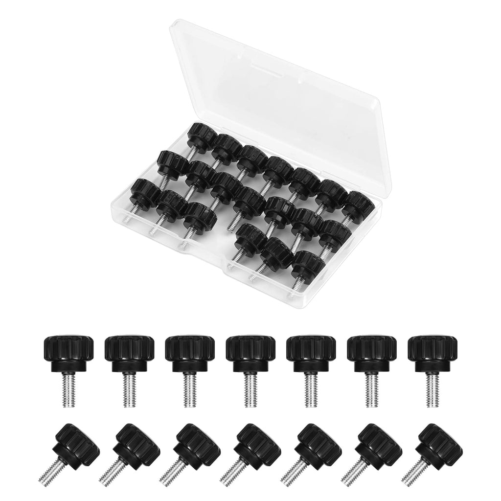  [AUSTRALIA] - LUTER 20pcs M4 x 10mm Carbon Steel Threaded Knurled Thumbscrew, Knurled Handle Bolts Grip Mounting Thumb Screw Knobs Black Round Clamping Screws(Black)